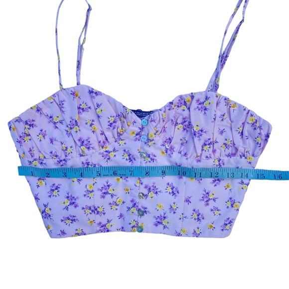 Zara Floral Linen Blend Crop Top Size Medium NWT - Picture 7 of 12
